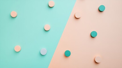 Poster - Colorful Arrangement of Circular Elements on Contrasting Backgrounds in a Modern Design Setting