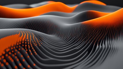 Aufkleber - Dynamic Wave Patterns in Contrasting Shades of Orange and Gray Highlighting Depth and Movement in Digital Art