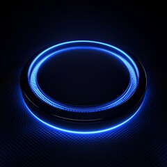 Poster - Glowing Circular Design With Vibrant Blue Light on a Dark Textured Background Creating a Futuristic Atmosphere