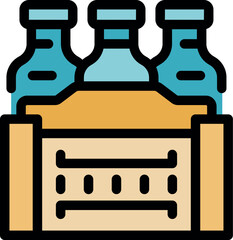 Poster - three glass bottles inside a cardboard box, ideal for safe transportation or organized storage of be