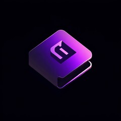 Poster - Purple and Black Geometric Shape Featuring a Prominent Symbol and Smooth Design, Showcasing Modern Digital Aesthetics and Sleek Branding Elements
