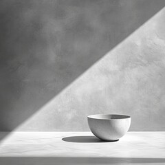 Poster - Minimalistic Gray Bowl Illuminated by Natural Light on a Textured Surface in a Serene Indoor Setting