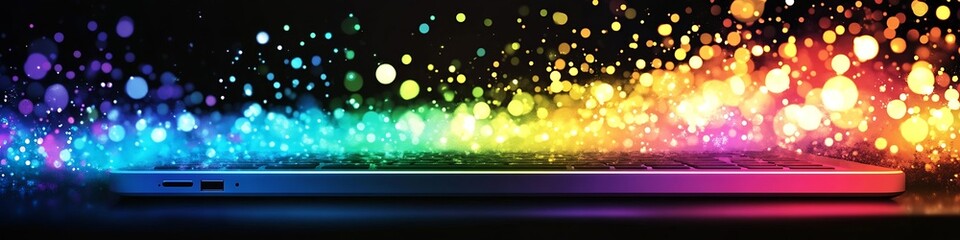 Aufkleber - Spectacular Vibrant Color Display Streaming from Sleek Modern Laptop Edge : Generative AI