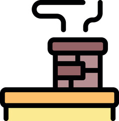 Poster - Simple illustration of a smoking chimney on a roof, ideal for representing home heating, fireplaces, or winter concepts