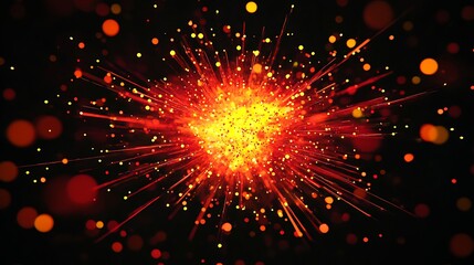 Leinwandbilder - Abstract Vibrant Burst of Fiery Orange and Red Particles with Glowing Center : Generative AI