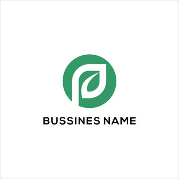 letter P leaf logo, simple grow plant design vector