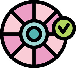 Poster - Segmented pie chart with a prominent checkmark symbolizing successful data analysis, business strategy, and project completion