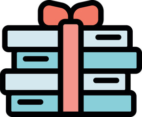 Poster - perfect gift for bookworms, a stack of books tied with a festive pink ribbon, celebrating the joy of