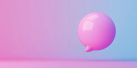 Poster - Floating Pink Speech Bubble in a Soft Gradient Background Illustrating Modern Digital Communication Concepts