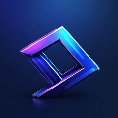 Aufkleber - 3D Abstract Geometric Shape With Vibrant Blue and Purple Colors Set Against a Dark Background, Showcasing Fine Details and Modern Design