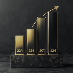 Poster - Growth Chart Displaying Increasing Statistics With Golden Bars Highlighting Success Metrics in Business Analysis