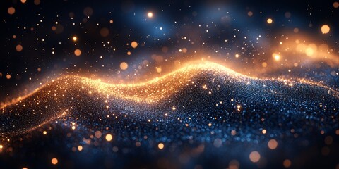 Poster - Glimmering Waves of Light and Color Create an Ethereal Landscape in a Darkened Backdrop at Night