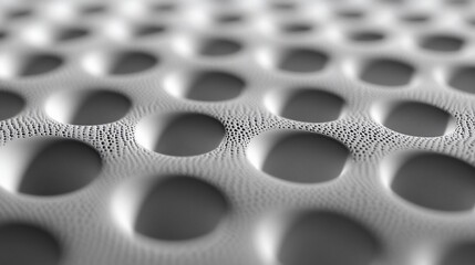 Close-up of textured surface with repeating circular holes.