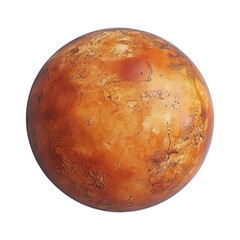 Wall Mural - detailed mars planet with craters and rocky surface isolated on white background. celestial body in 