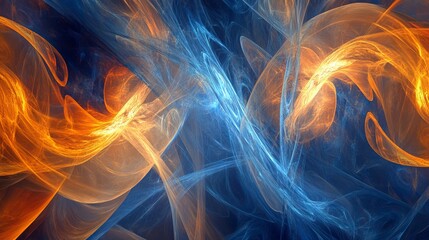 Poster - Colorful Abstract Design Featuring Swirling Orange and Blue Patterns Created Through Digital Art Techniques Showcasing Vibrant Contrasts and Fluid Motion