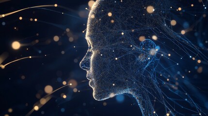 Aufkleber - Exploration of Human Thought Represented Through Glowing Neural Connections in a Digital Visualization During a Futuristic Representation of Consciousness