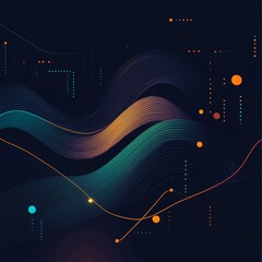 Aufkleber - Modern Abstract Design Featuring Flowing Lines and Geometric Shapes With Vibrant Colors on a Dark Background