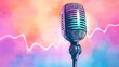 © ขวัญฤทัย เฉลาชาญชัยย - A Vibrant Watercolor Painting of a Futuristic Microphone Surrounded by Abstract Waves of Color and Sound, Perfect for Modern Art Enthusiasts