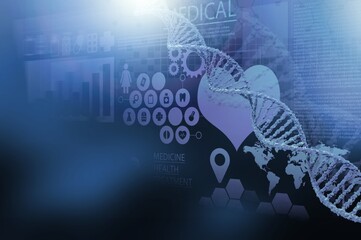 Wall Mural - abstract structure of dna molecule. medical research, genetics