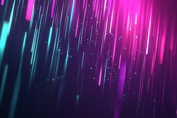 Poster - Abstract digital art featuring vibrant neon lines and particles.