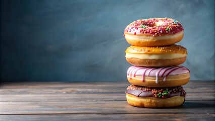 Wall Mural - Stack of delicious tasty donuts with glaze isolated on background, donut, stack, delicious, tasty, glaze, isolated,background, sweet