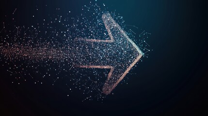 Fototapete - Digital Arrow Particle Trail Abstract Design Network Data Flow