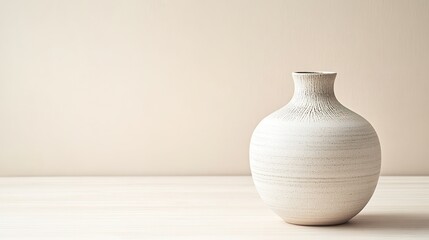 Poster - scandinavian vase on light wooden surface with copy space