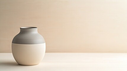 Poster - scandinavian vase on light wooden surface with copy space