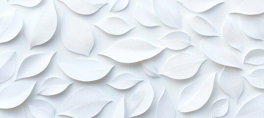 Poster - Elegant white 3D leaf pattern design