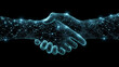 © Chananphat - Digital Handshake on dark background. A Symbolic Representation of Connection and Collaboration