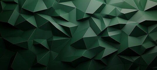 Poster - Abstract geometric background with dark green faceted shapes creating a modern, tech-inspired texture. Ideal for contemporary designs and digital artwork.