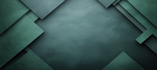 Poster - Modern geometric composition with layered green paper textures. Perfect for backgrounds, digital design, or creative projects. Inspires elegance and a contemporary aesthetic.