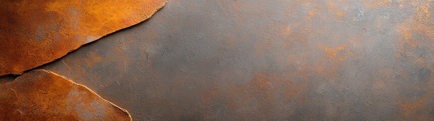 Poster - Abstract background with rusty metal texture, blending warm orange and cool gray hues, suitable for various graphic design projects and creative illustrations.