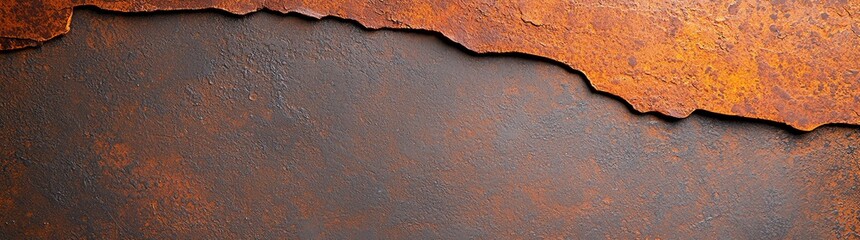 Poster - Abstract rusty metal texture with dark and orange hues. Perfect for backgrounds, industrial design, or creative projects that require a rugged, aged look.