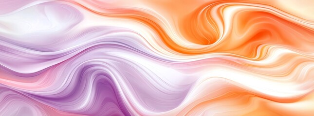 Poster - Elegant abstract design with swirling purple, orange, and white waves. Perfect for backgrounds, presentations, or artistic projects needing a splash of vibrant color and modernity.