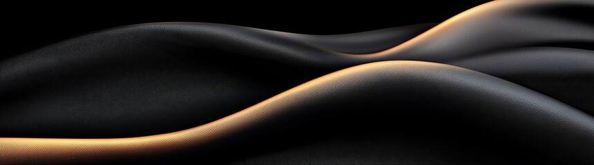 Poster - Abstract image of smooth, flowing black and gold curves creating a mesmerizing effect, perfect for digital backgrounds or artistic designs.