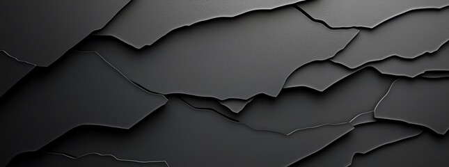 Poster - Abstract black textured layers create a dynamic 3D effect. Perfect for modern design projects, offering a striking visual with depth and sophistication.