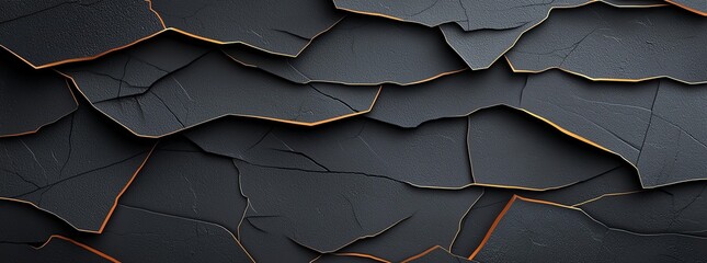 Poster - Abstract black slate texture background with layered, cracked patterns. Ideal for design, decoration, and digital artwork. Premium quality stock photo for creative projects.