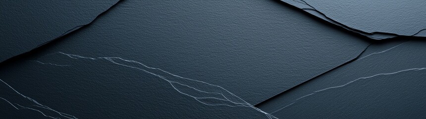 Poster - Abstract dark slate texture with crack lines creating a layered effect. Perfect backdrop for design and creative projects.