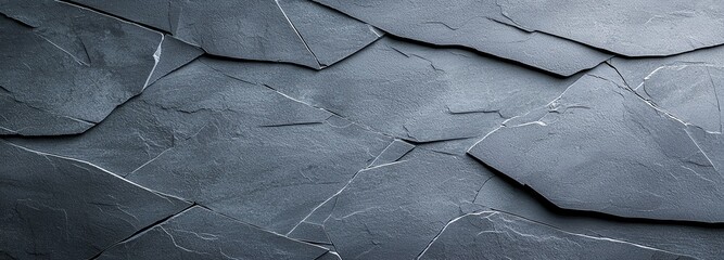 Poster - Close-up view of a slate stone surface with natural textures and layered formations. Suitable for backgrounds in design projects or environmental themes.