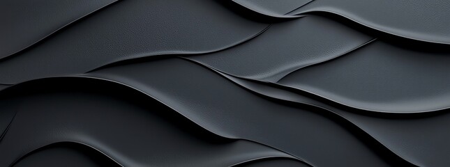 Poster - Elegant black abstract waves creating a seamless, textured surface