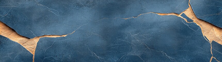 Poster - Abstract cracked blue wall texture with wood detail, suitable for background designs and creative projects, offering a rustic and artistic aesthetic.