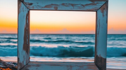 Poster - framed view of serene beach at sunset inspirational success motivation image