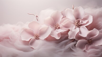Poster - Abstract flowers in soft pink and gray mist  a minimalist exploration of transparency and blur