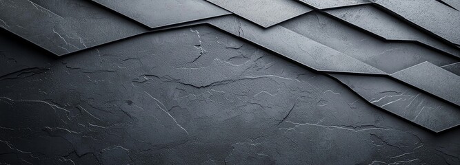 Poster - Abstract dark textured background with overlapping layered sheets, creating a modern and sleek design ideal for graphic projects, presentations, or digital artworks.