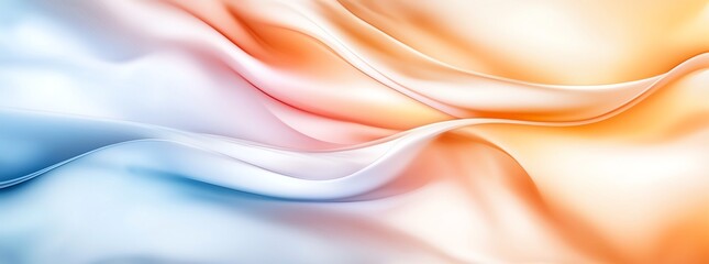 Poster - Abstract image showcasing soft, fluid waves of orange and blue hues, blending to create a surreal, soothing visual effect perfect for design and creative projects.