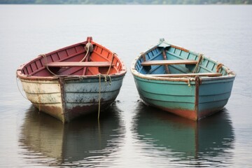 Poster - Serene scene of a boat gliding smoothly across tranquil waters under clear skies
