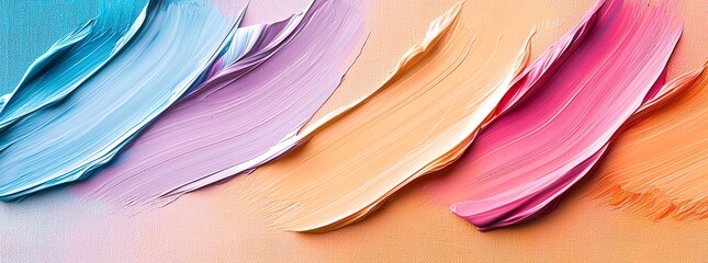 Poster - Vibrant abstract background with dynamic brush strokes in blue, purple, orange, and pink hues, creating a sense of movement and energy