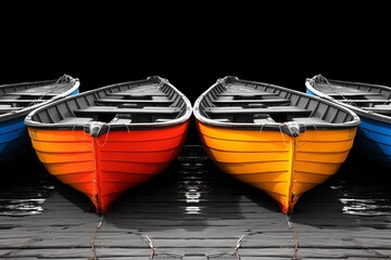 Poster - Serene scene of a boat gliding peacefully over tranquil waters under a clear sky
