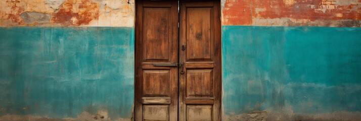 Poster - Weathered rustic door with textured background capturing vintage charm and character